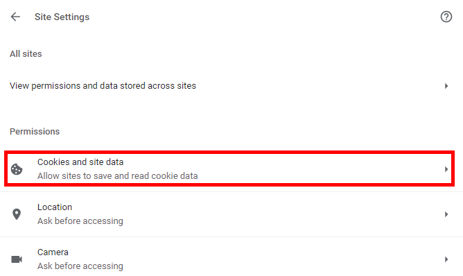 Cookies Site Data